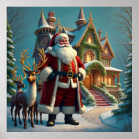 Poster père Noël et Reindeer