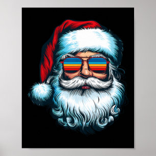 Poster Père Noël Face Retro Sungles Noël Noël Noël Hommes
