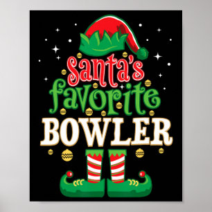 Poster Père Noël Favori Bowler Noël Matching Bowling