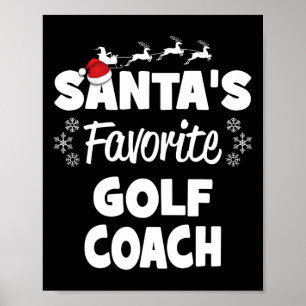 Poster Père Noël Favori Golf Coach Fun Christmas Matching