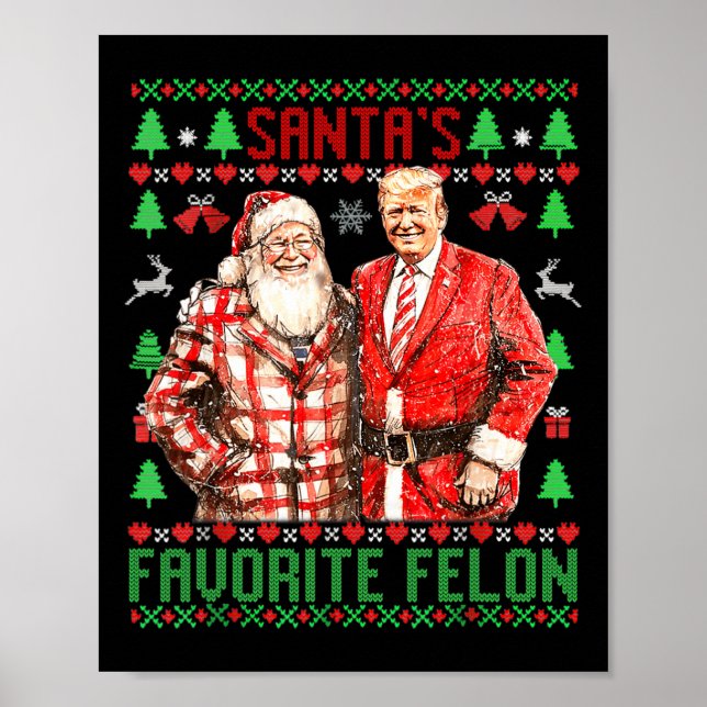 Poster Père Noël Favorite-felon Funny 2024 Trump Noël (Devant)
