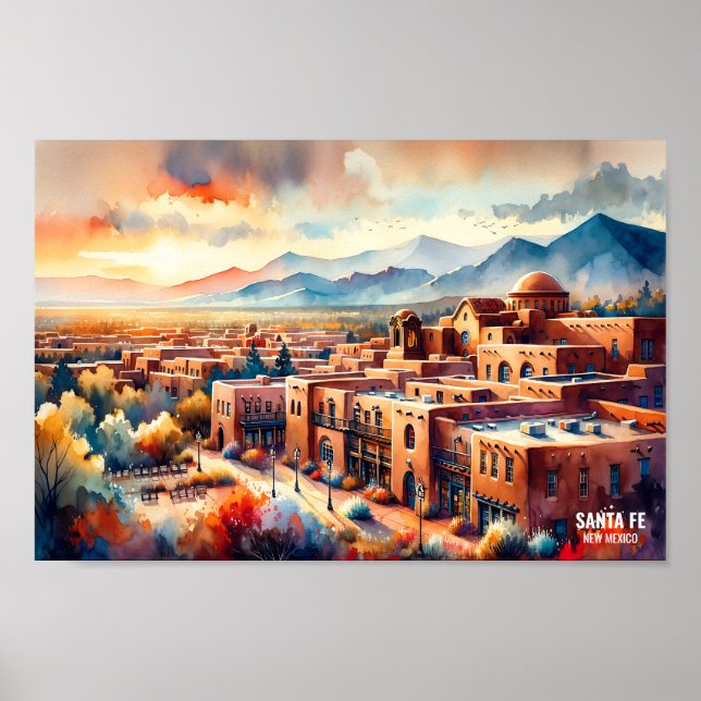 Poster Père Noël Fe Nouveau Mexique USA Travel Places aqu (Devant)