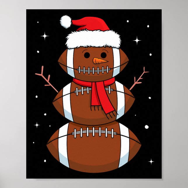 Poster Père Noël Football Snowman Sports Ball Hommes garç (Devant)