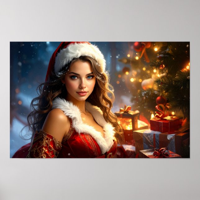 Poster Père Noël Girl in Christmas Revery (Devant)