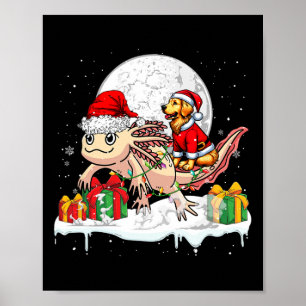 Poster Père Noël Golden Retriever équitation Axolotl Chri