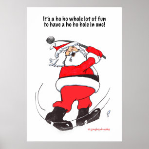 Poster Père Noël golfing !