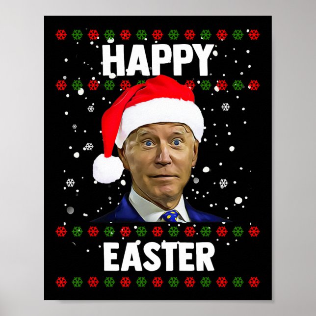 Poster Père Noël Joe Biden Joyeux Noël Pâques moche Sweat (Devant)