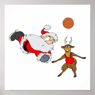 Poster père Noël jouant au volley