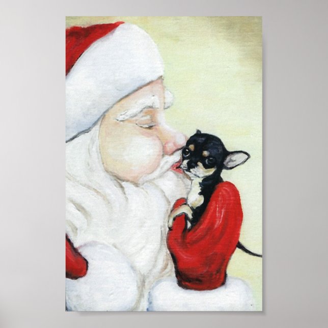 Poster Père Noël Kiss for Chihuahua art Imprimer (Devant)