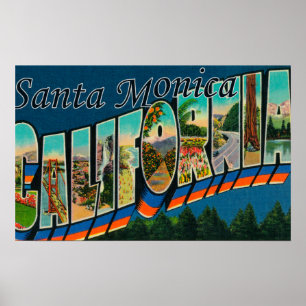Poster Père Noël Monica, Californie - Scènes de grandes l