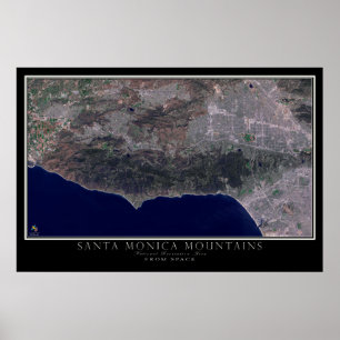 Poster Père Noël Monica Mountains California Satellite Ma