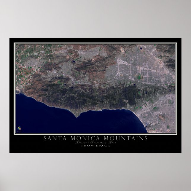 Poster Père Noël Monica Mountains California Satellite Ma (Devant)