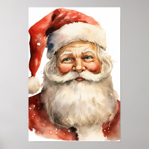 Poster Père Noël Noël Retro Christmas
