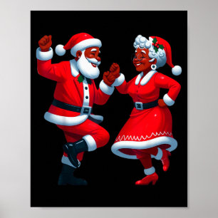 Poster Père Noël noir américain dansant à Noël Mme