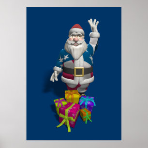 Poster Père Noël patriotique américain