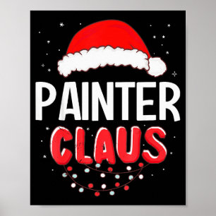 Poster Père Noël peintre costume de Noël assorti