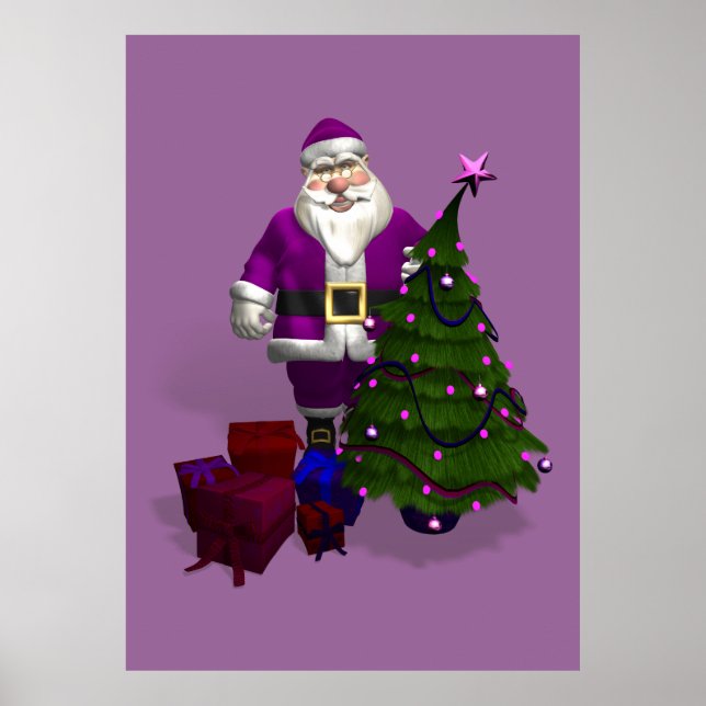Poster Père Noël pourpre (Devant)