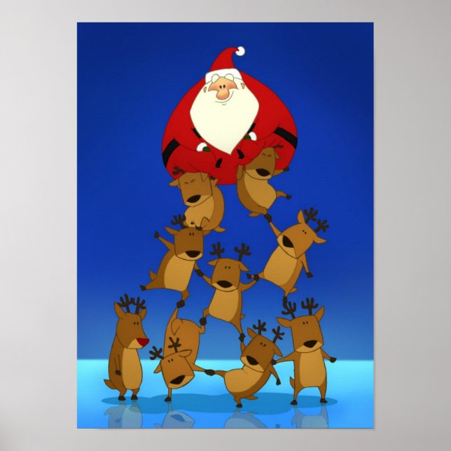Poster Père Noël & Reindeer (Devant)