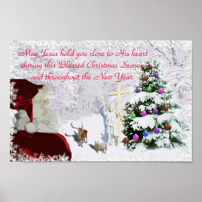 Poster Père Noël rencontre Jésus (Devant)