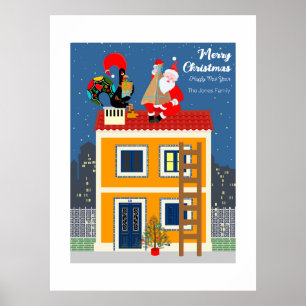 Poster Père Noël rencontre le Coq portugais