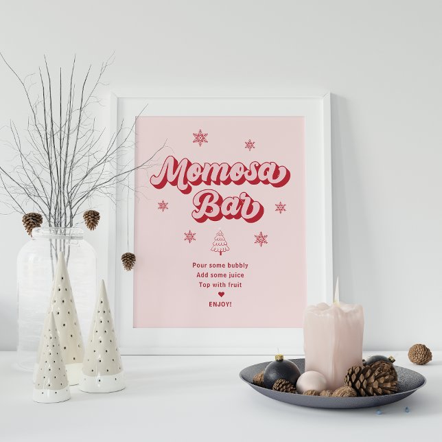 Poster Père Noël rose Baby shower de Noël bébé Momosa bar (Créateur téléchargé)