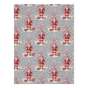 Poster Père Noël rouge et bleu Toile Chinoiserie