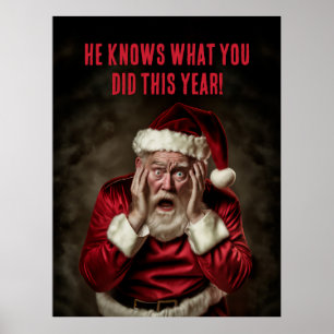 Poster Père Noël Sait Ce Que Vous Avez Fait Cette Année D
