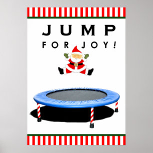 Poster Père Noël sautant sur un trampoline