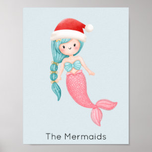 Poster Père Noël sirène Noël