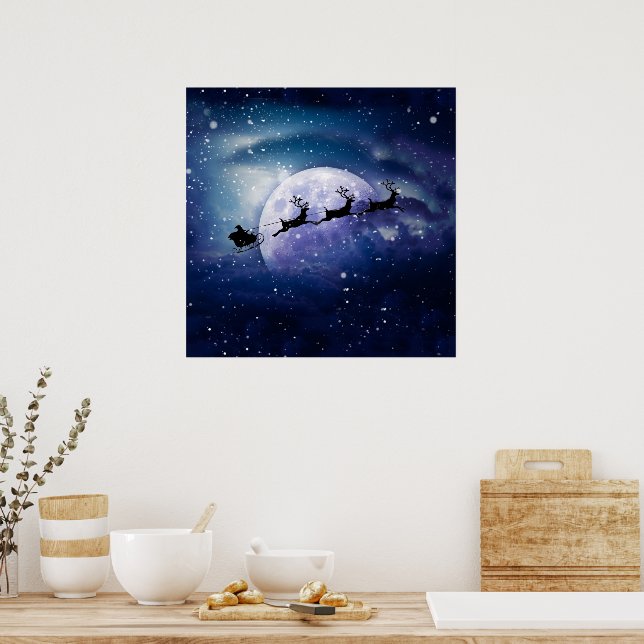 Poster Père Noël Sleigh | Imaginaire Galaxy Christmas Nig (Cuisine)