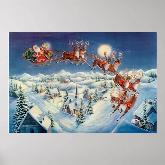 Poster PÈRE NOËL & SLEIGH par SHARON SHARPE (Devant)