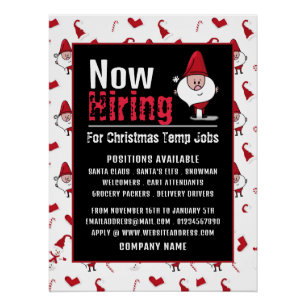Poster Père Noël & Snowman, Recrutement saisonnier Public