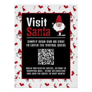 Poster Père Noël & Snowman, Visit Père Noël, QR Code Queu