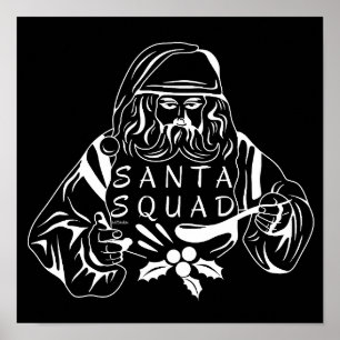Poster PÈRE NOËL SQUAD drôle idée cadeau de Noël