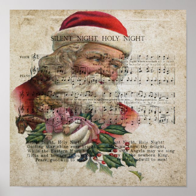 Poster Père Noël sur un arrière - plan de musique avec jo (Devant)