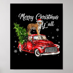 Poster Père Noël Tiger Ride Rouge Camion moche Sweat Noël
