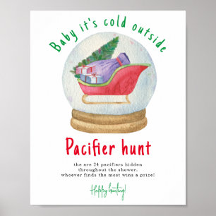 Poster Père Noël traîneau - baby shower de chasse au Paci