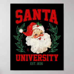 Poster Père Noël University Funny Retro Noël