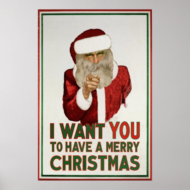 Poster Père Noël veut que TU aies un Joyeux Noël (Devant)