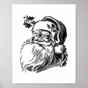 Poster Père Noël vintage à l'ancienne