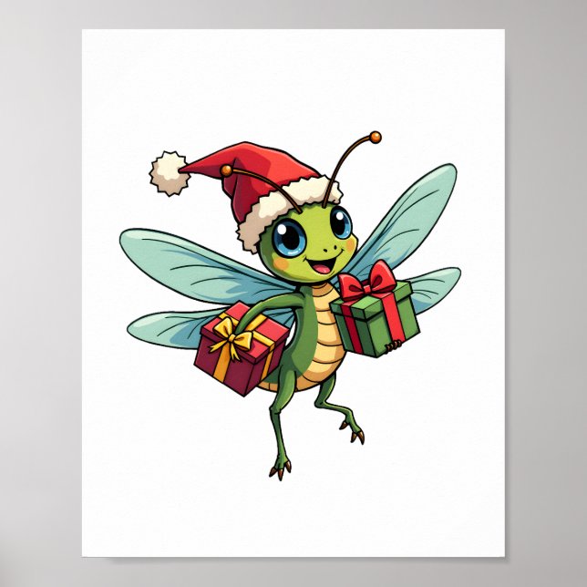 Poster Père Noël's Dragonfly Helper (Devant)