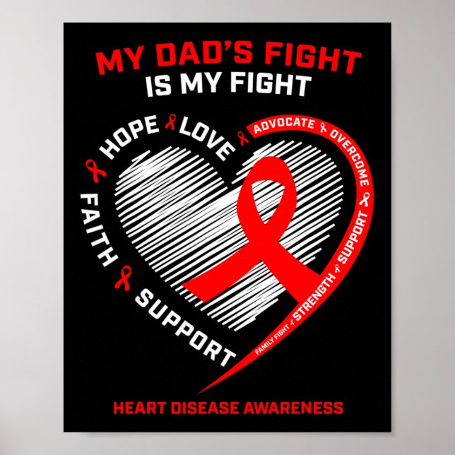 Poster Père Soutien Mon Père Porte Une Maladie De Coeur R (Devant)