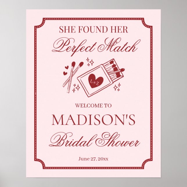 Poster Perfect Match Made in Heaven Bridal Shower Welcome (Devant)