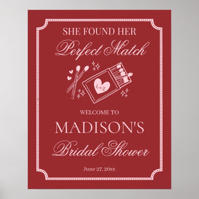 Poster Perfect Match Made in Heaven Bridal Shower Welcome (Devant)
