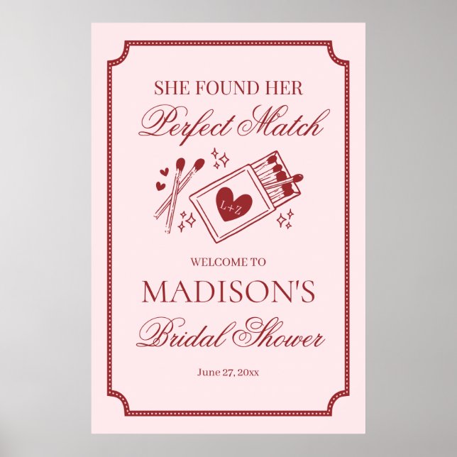Poster Perfect Match Made in Heaven Bridal Shower Welcome (Devant)