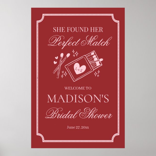 Poster Perfect Match Made in Heaven Bridal Shower Welcome (Devant)