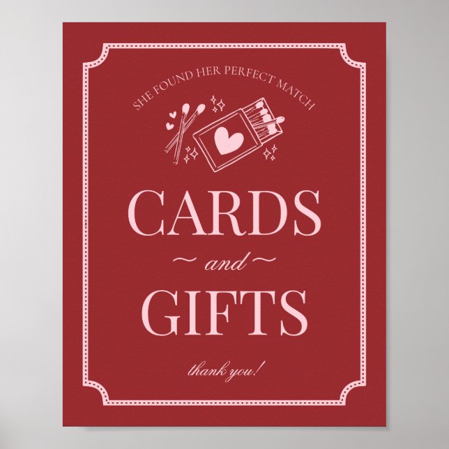 Poster Perfect Match Matchbox Bridal Shower Cards & Gifts (Devant)