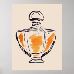 Poster Perfume bottle fashion watercolour illustration