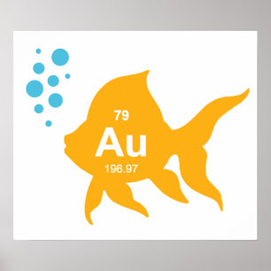 Poster Periodic Table Elemental Gold Fish