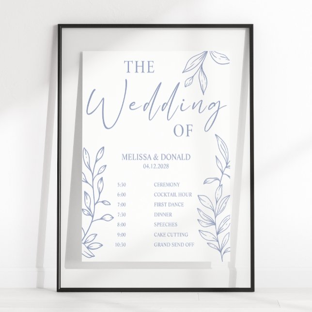 Poster Périwinkle Flower Programme de mariage simple Cale (Créateur téléchargé)